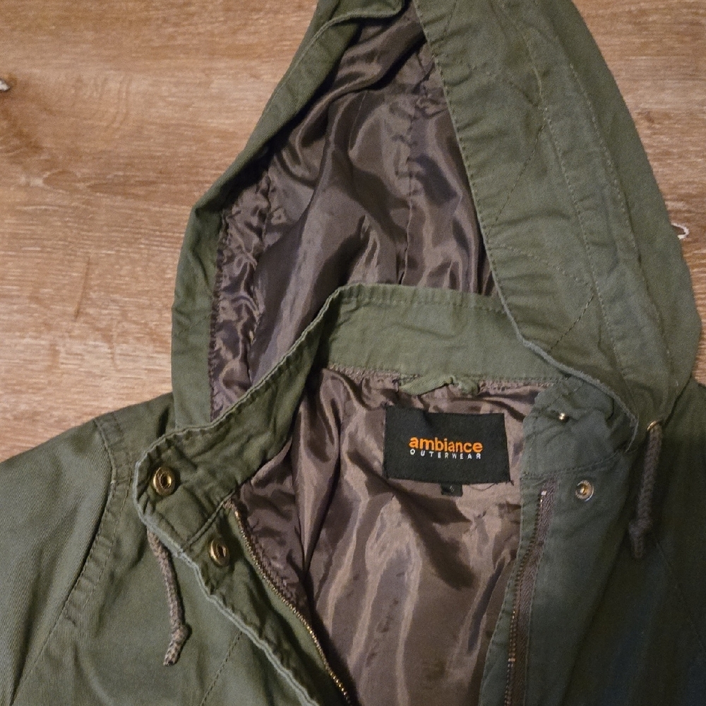 Ambiance Olive Green Utility Anorak Jacket - Picture 4 of 9